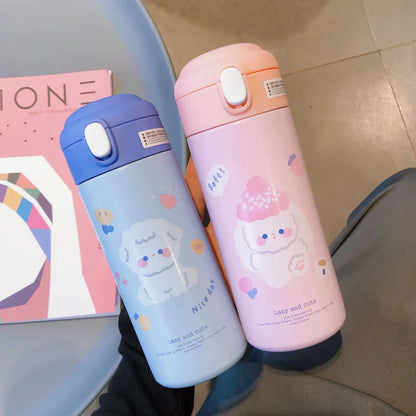 DecorBites™ Cute Insulated Straw Cup Thermal Water Bottle Stainless Steel Vacuum Flask