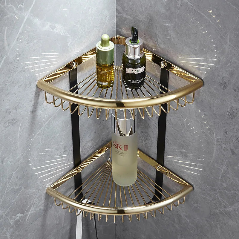 Gold Black Corner Shelf