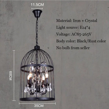 DecorBites™ Crystal Bird Cage Chandelier: Elegant Ceiling Light for Home, Restaurant, and Bar
