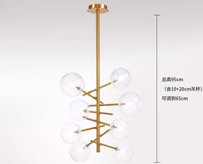 DecorBites™ Glass Ball Iron Chandelier for Home Hotel Villa Living Room