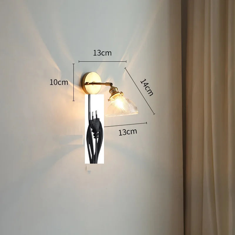 DecorBites™ Green Glass LED Wall Lights Pull Chain Switch Indoor Lighting Adjustable Fixtures