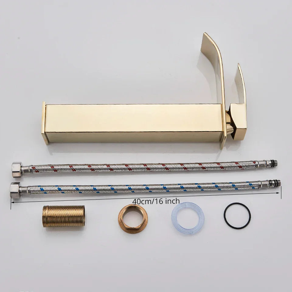 Gold Brass Basin Faucet Sleek Multi-Finish Style