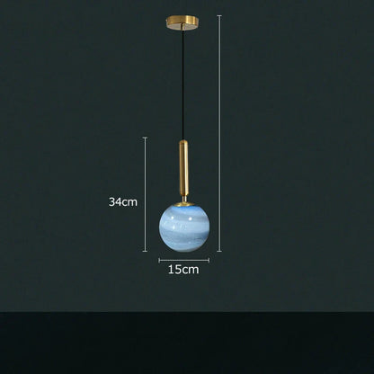 DecorBites™ Glass Planet Pendant Light: Modern LED Nordic Hanging Lamp for Living Bedroom Susp...