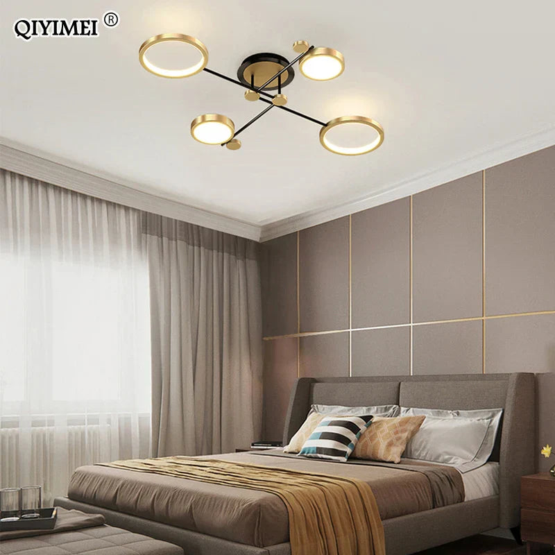 Gold Frame 6-Head Dimmable LED Chandelier