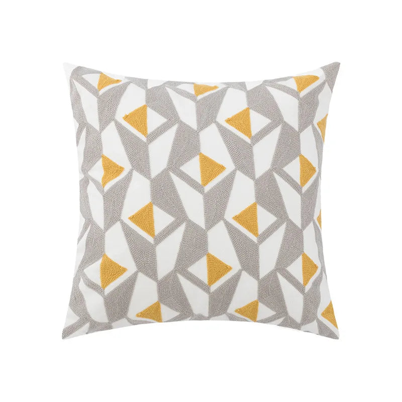 DecorBites™ Embroidered Daisy Floral Fish Pillow Cover 45x45cm/30x50cm Yellow Blue