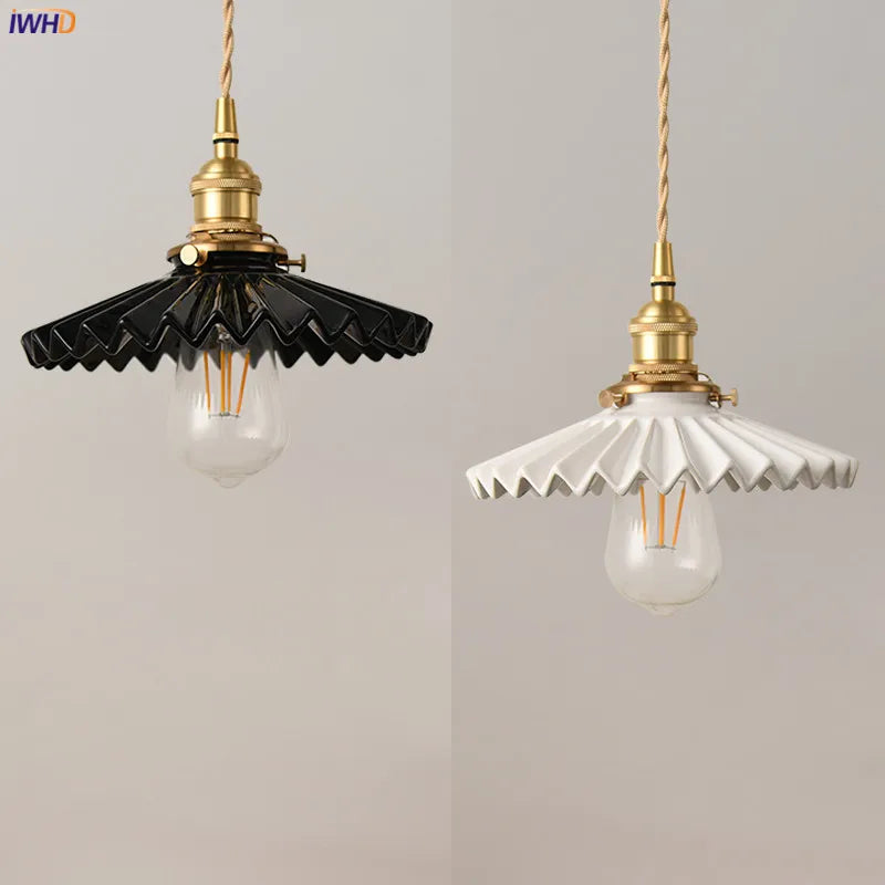 DecorBites™ Japanese Ceramic Pendant Light Fixture Copper Vintage Nordic Lamp for Home Décor