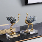 Copper Crystal Crane Decor