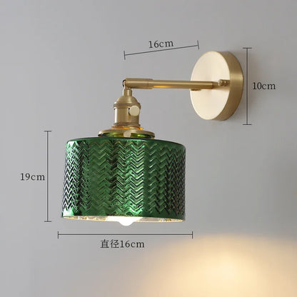 DecorBites™ Green Glass Nordic Wall Sconce LED Light for Bedroom Bathroom Mirror