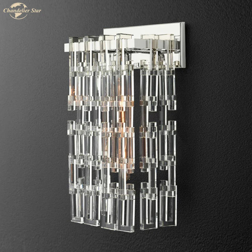 DecorBites™ Crystal Wall Sconce Lamp: Modern Art Deco Square Design for Home Interior