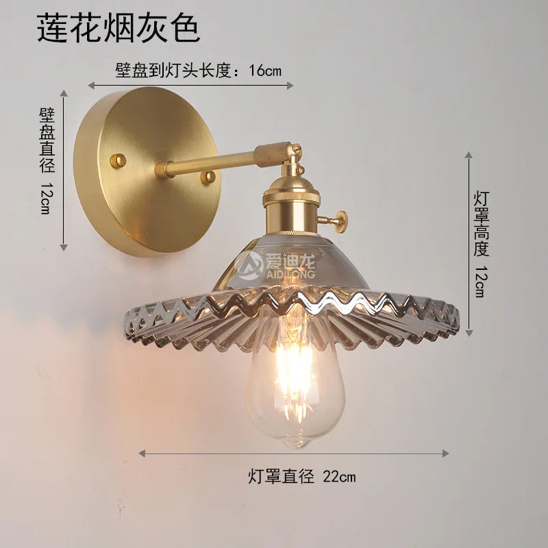Copper Glass LED Sconce Japanese Style Stairway