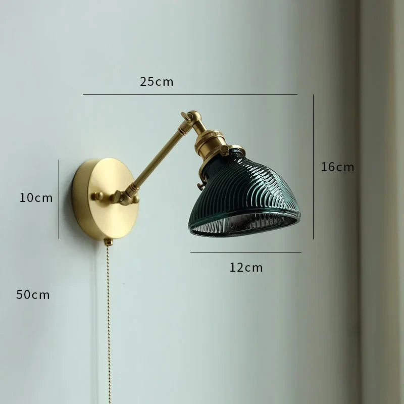 DecorBites™ Glass Copper LED Wall Lights with Pull Chain Switch for Home Bedroom Bathroom Mirror