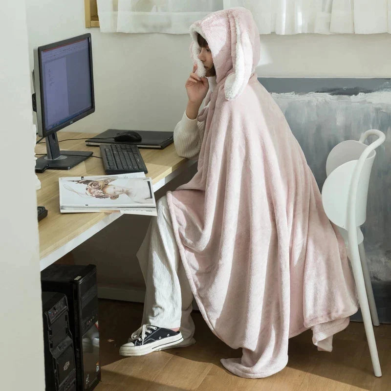 Coral Velvet Hooded Blanket