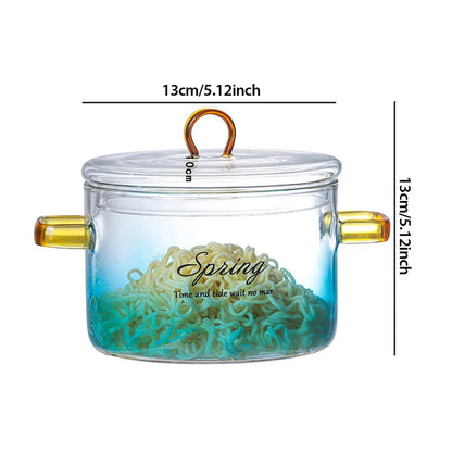 DecorBites™ Gradient Color Glass Saucepan Pot | Heat-Resistant Casserole Cookware
