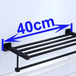 DecorBites™ Black Towel Rack: Wall-mounted Aluminium Bathroom Accessories