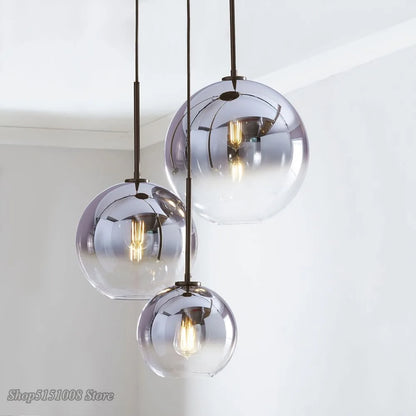 DecorBites™ Glass Ball LED Pendant Light: Modern Silver Gold Nordic Kitchen Decor
