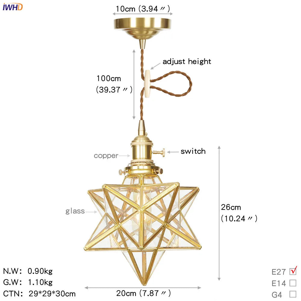 DecorBites™ Glass Copper LED Pendant Light for Kitchen Cafe Living Room