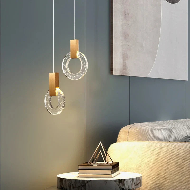Gold Crystal Pendant Lights 2-Head Warm Glow