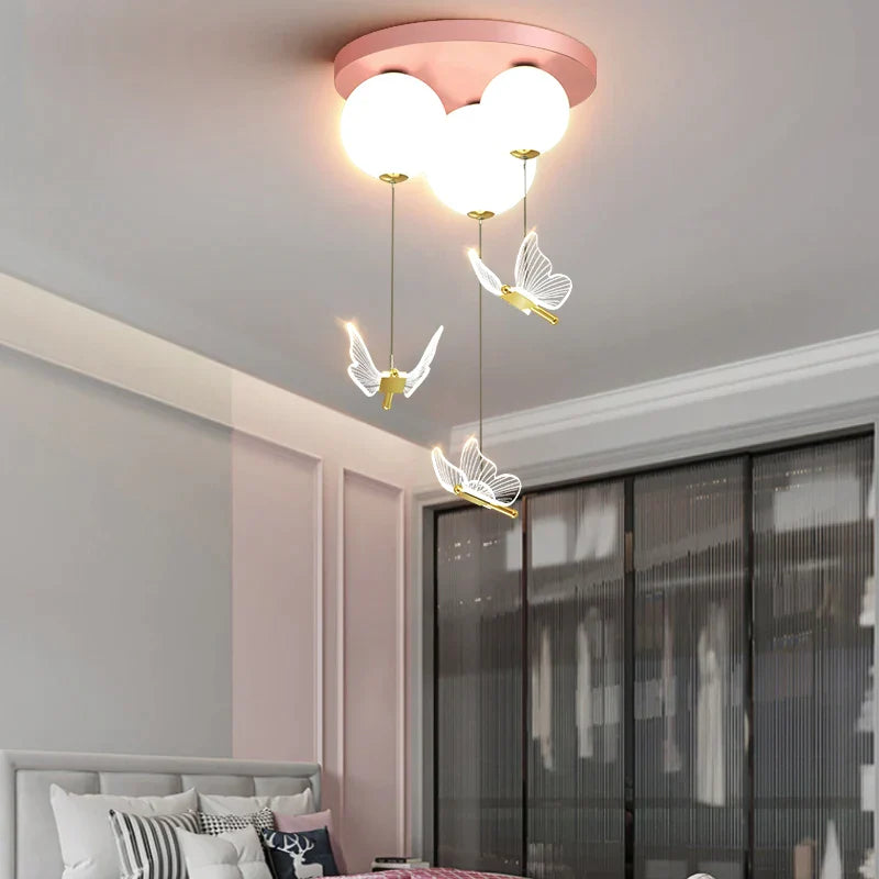 DecorBites™ Butterfly Ball Ceiling Lamp: Warm & Romantic Pendant Light for Children's Room