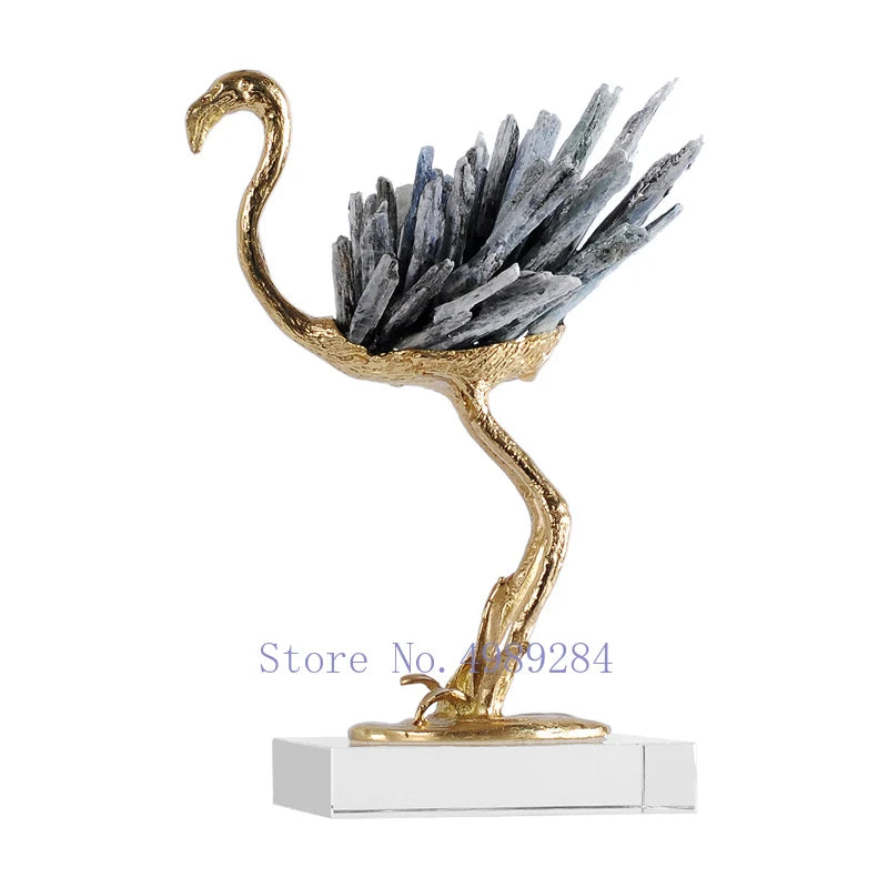 Copper Crystal Crane Decor