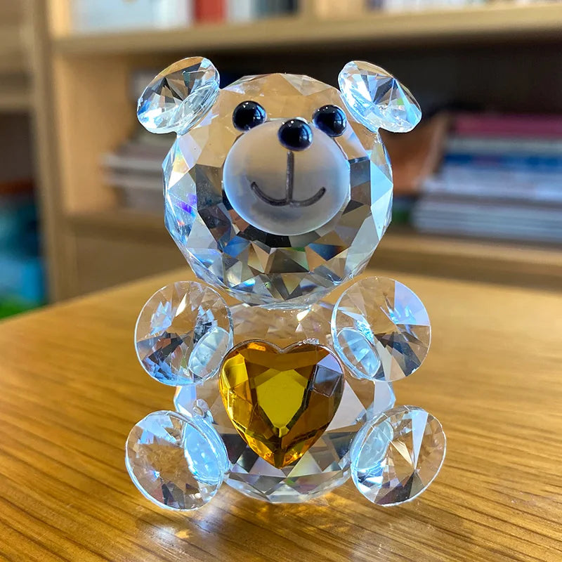 DecorBites™ Crystal Bear Figurine: Glass Animal Ornament & Paperweight