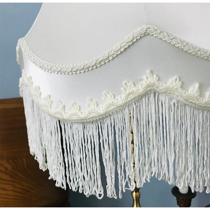 DecorBites™ Fringed Cloth Lampshade European Modern Style Luxury Handmade Bedroom Lobby