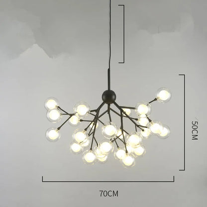 DecorBites™ Heracleum Firefly Glass Ball Chandelier: Gold Luxury Lighting for Dining Kitchen Staircase