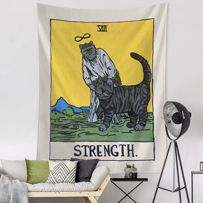 DecorBites™ Black Cat Tarot Tapestry: Psychedelic Hippie Wall Hanging Room Decor