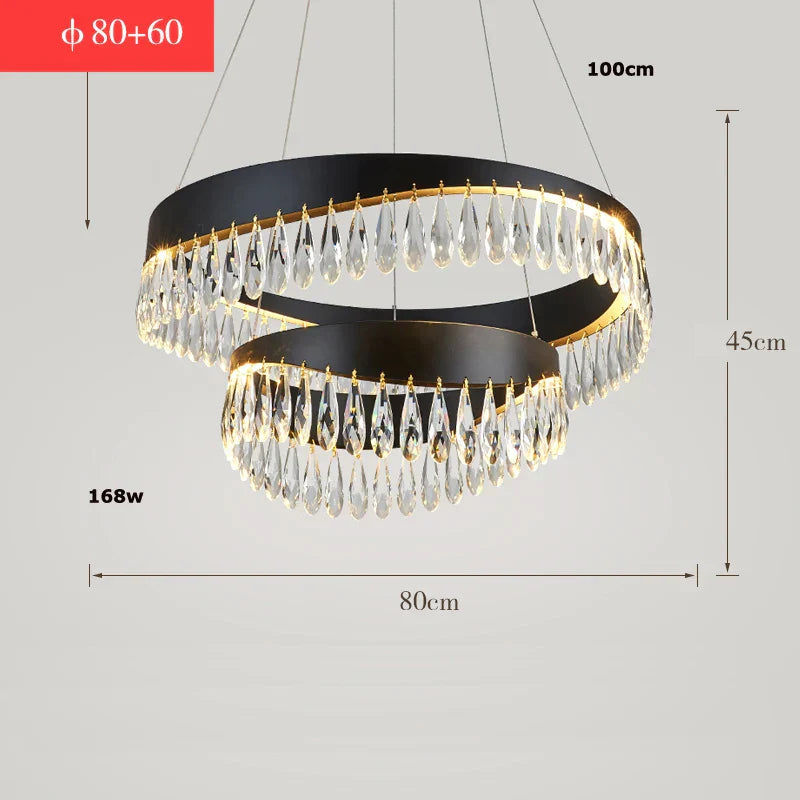 Gold Crystal Dining Chandelier Oval 120cm