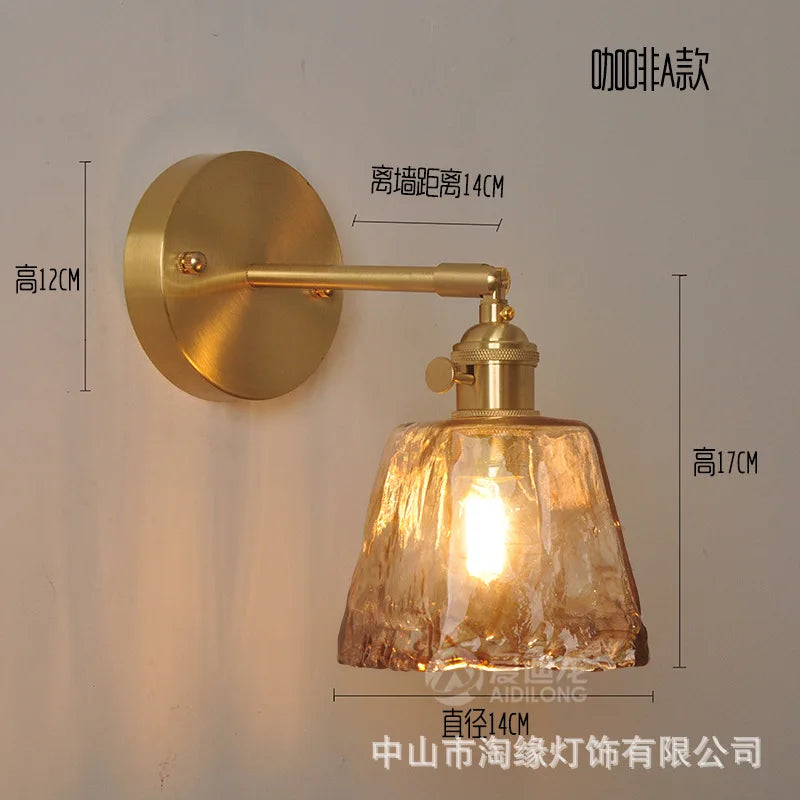 Copper Glass LED Sconce Japanese Style Stairway