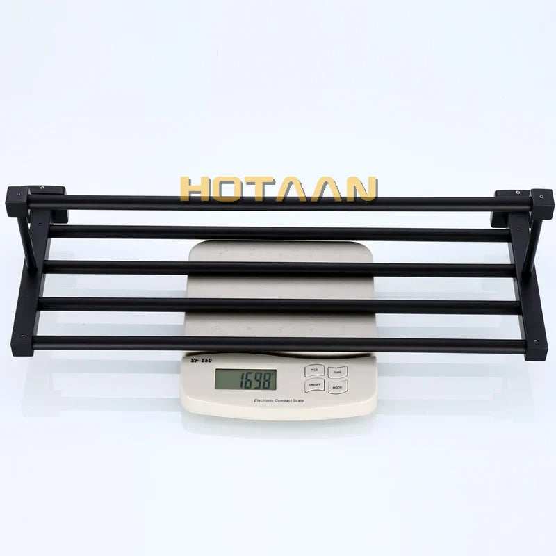DecorBites™ Black Towel Rack: Wall-mounted Aluminium Bathroom Accessories