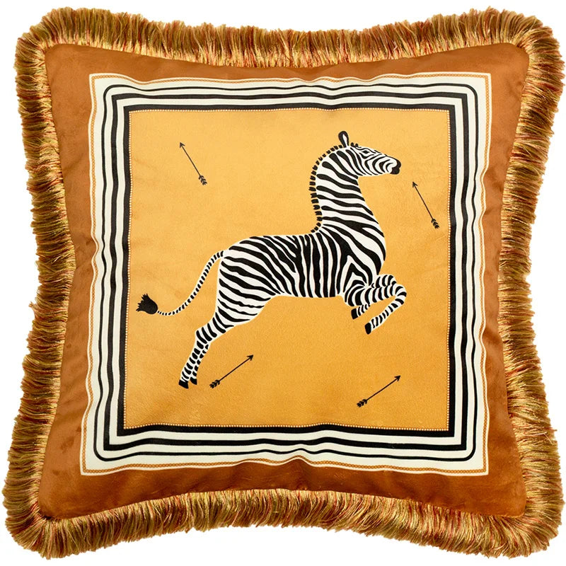 DecorBites™ Italian Retro Luxury Zebra Print Cushion Cover, 53x53cm