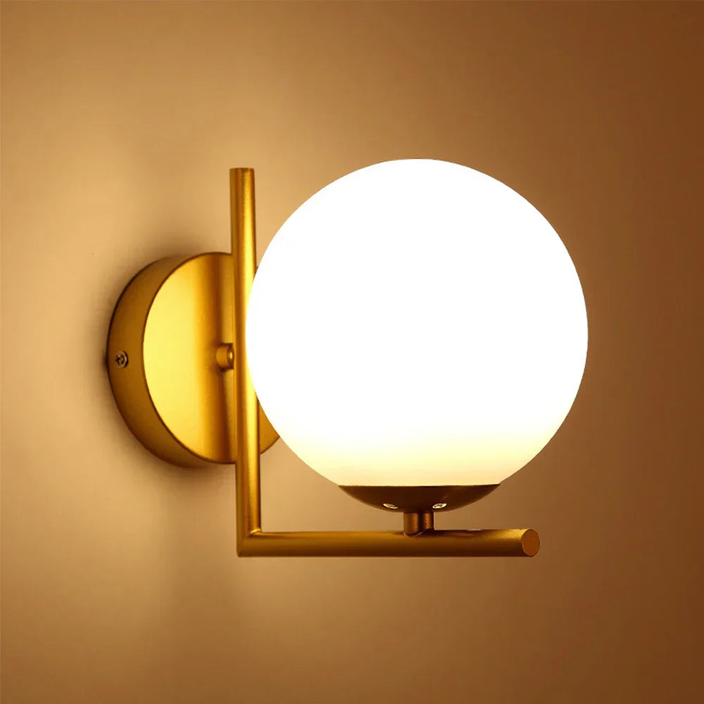 DecorBites™ Glass Globe Wall Lamp for Bedroom, Staircase, Hallway, Office - Modern E27 Indoor Fixture