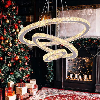DecorBites™ Crystal LED Pendant Chandelier, Modern Nordic Ceiling Lamp for Living and Dining Room