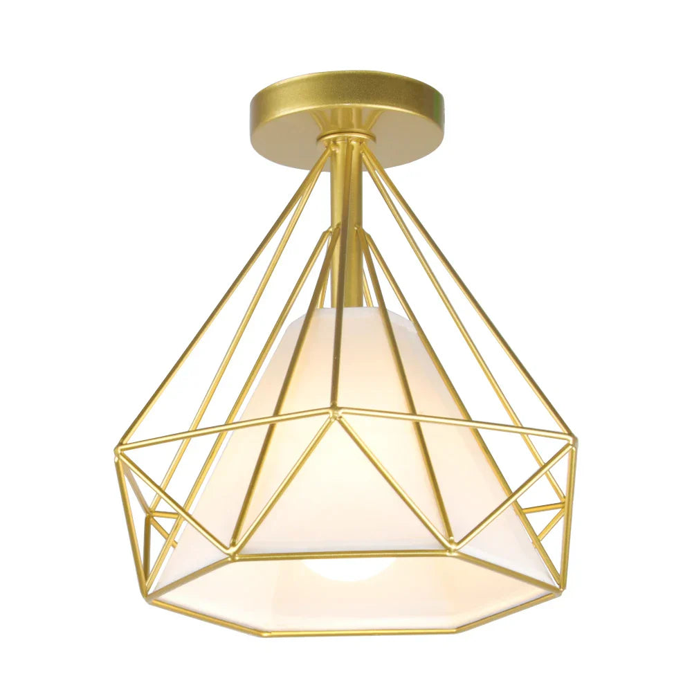 DecorBites™ Iron Cage Ceiling Lamp: Modern Nordic LED Light Fixture for Kitchen, Living Room, Bedroom