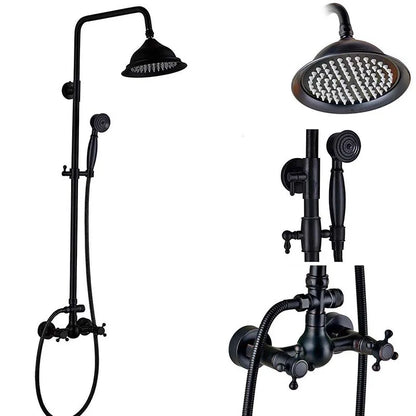 DecorBites™ Black Bronze Shower Faucet Set with 8" Rain Shower Head & Hand Shower