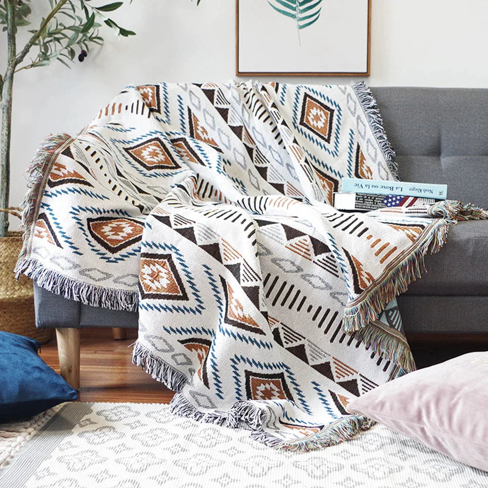 Nordic Plaid Knitted Blanket