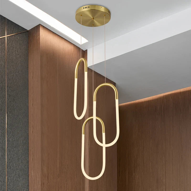 Gold Ring Pendant Light 3-Head Design