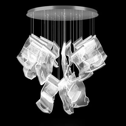 DecorBites™ Golden Love Paper Chandelier: Postmodern LED Designer Lighting for Foyer