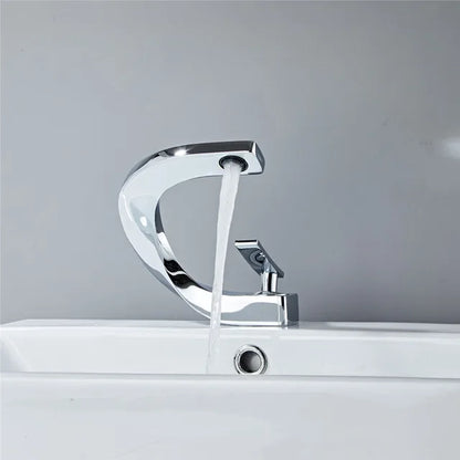 DecorBites™ Gold & White Bathroom Basin Faucet Deck Mounted Sink Tap, Brass with Rose Gold Accent