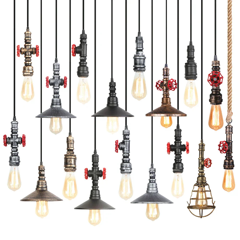 Copper Water Pipe Pendant Light