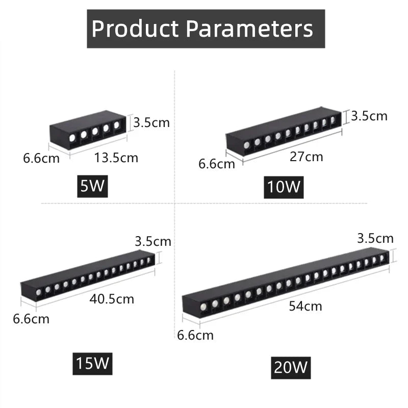 DecorBites™ LED Linear Grille Light: Modern Surface Mount Ceiling Lighting for Home, 110V/220V