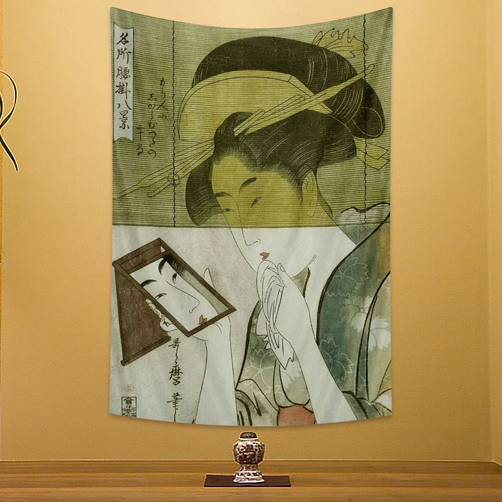 DecorBites™ Geisha Kanagawa Print Wall Hanging for Bohemian Home Decor & Yoga Mat