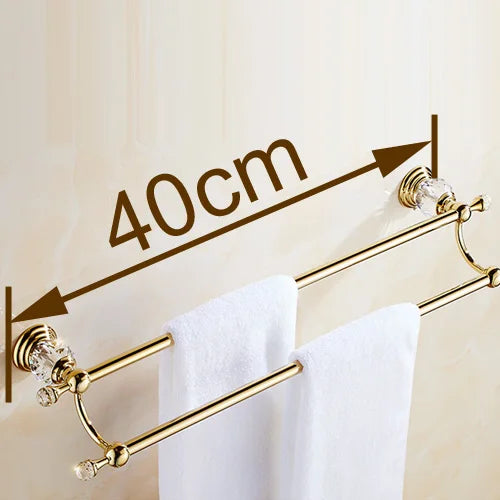 DecorBites™ Crystal Gold Double Towel Bar for Bathroom, 60cm Length