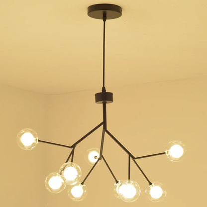DecorBites™ Heracleum Firefly Glass Ball Chandelier: Gold Luxury Lighting for Dining Kitchen Staircase