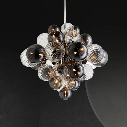 DecorBites™ Glass Globe LED Chandelier: Nordic Luxury Metal Pendant Lighting for Living Room