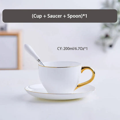 DecorBites™ Elegant Bone China Tea Set | Porcelain Teacup & Teapot Set White Gold