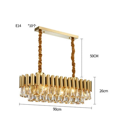 Gold Oval Crystal Chandelier 90cm For Dining Rooms