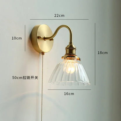 DecorBites™ Copper Wall Sconce Glass Nordic Wall Lamp LED Pull Chain Switch