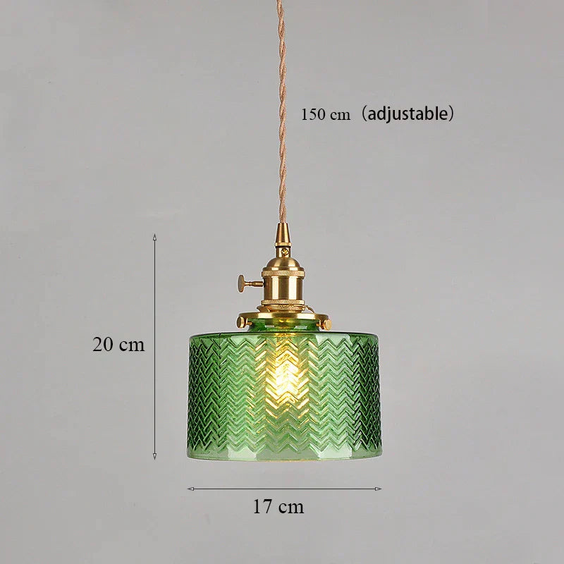 Green Glass Brass Chandelier