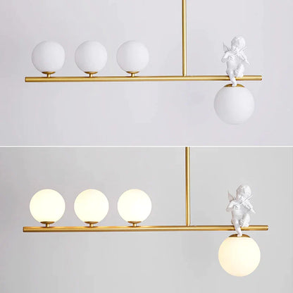 DecorBites™ Glass Bubble Pendant Light with LED lamp - Angel Candle Holder Statues